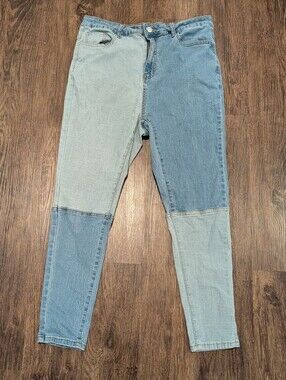 Two-Tone Patchwork Skinny Jeans
